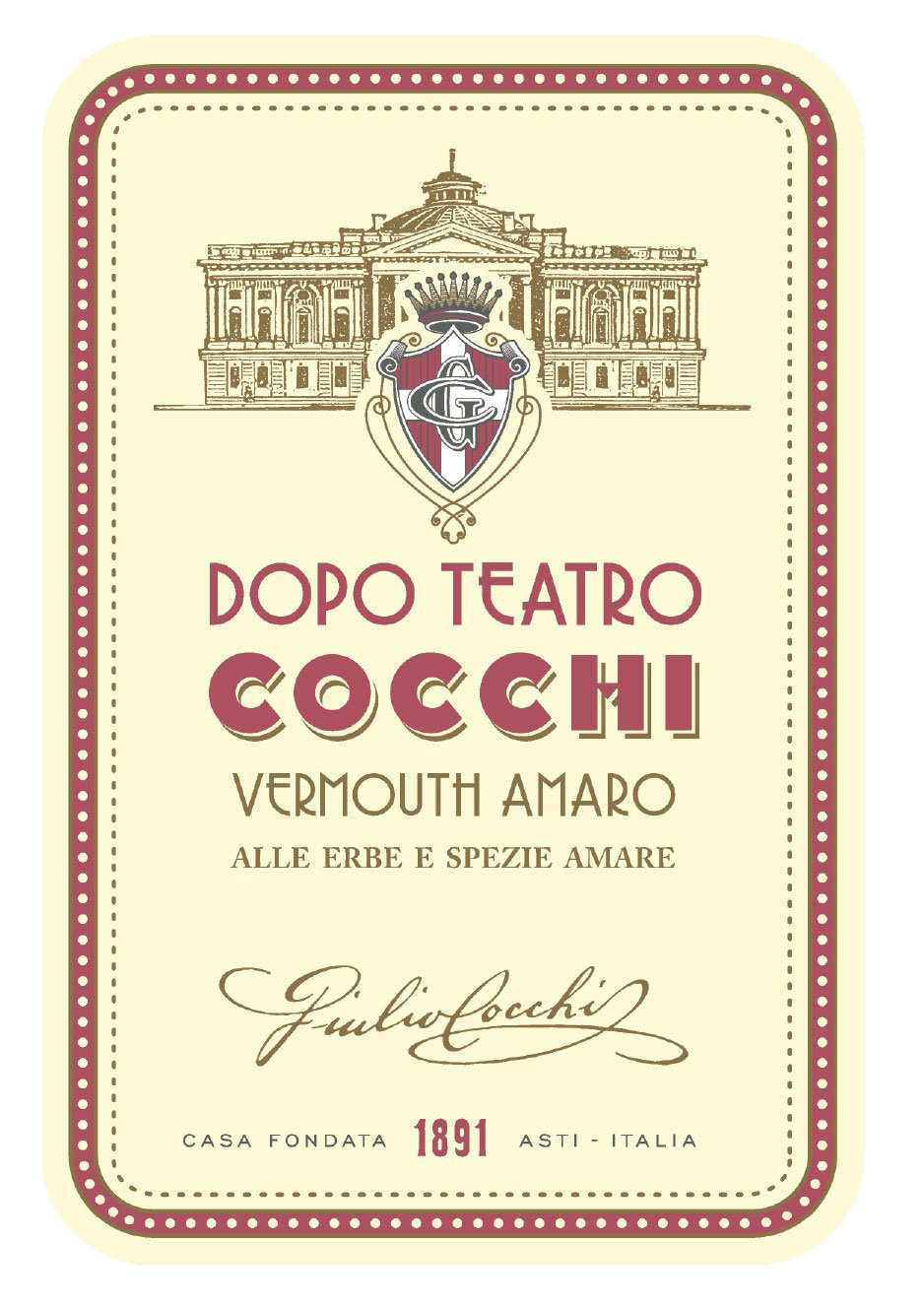 Dopo Teatro - Vermouth di Torino Amaro - Giulio Cocchi - Etichetta