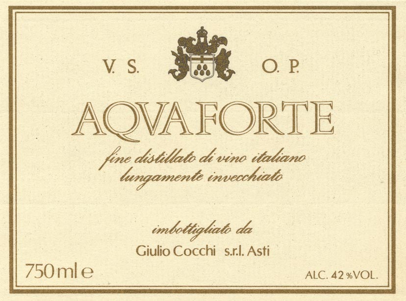 Aquaforte - Brandy Italiano - Giulio Cocchi - Etichetta
