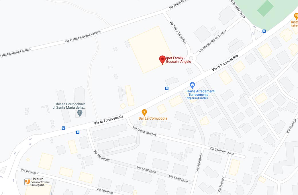 Mappa - Supermercato Iperfamily - Via di Torrevecchia, 1050 - Roma (RM) - Rivenditore Cimina Funghi