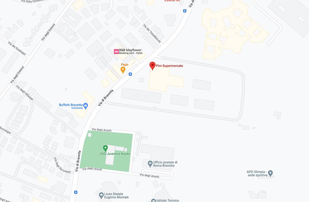 Mappa - Supermercato Pim - Via di Bravetta, 403 - Roma (RM) - Rivenditore Cimina Funghi