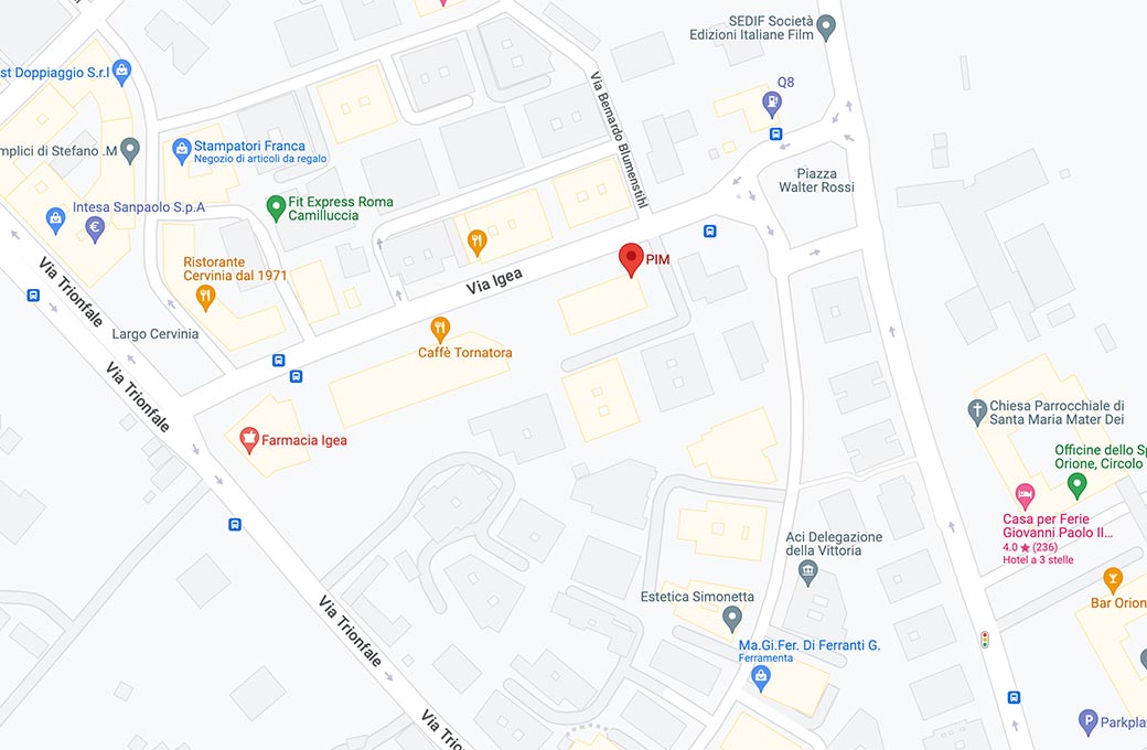 Mappa - Supermercato Pim - Via Igea, 42 - Roma (RM) - Rivenditore Cimina Funghi