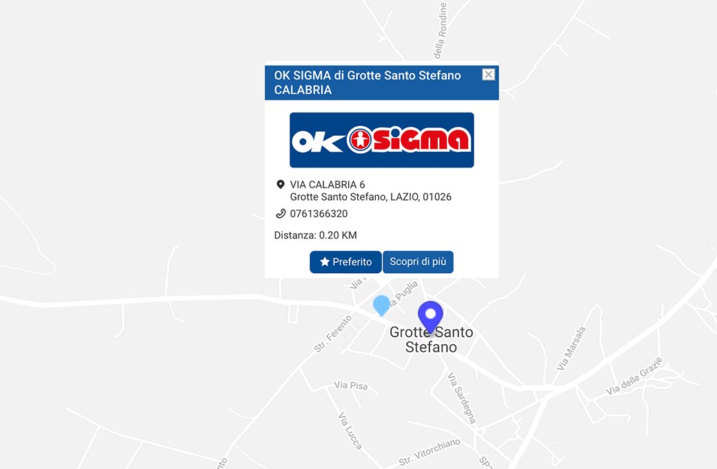 Mappa - Supermercato Sigma - Via Calabria, 6 - Grotte Santo Stefano (VT) - Rivenditore Cimina Funghi